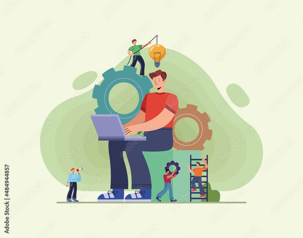 five innovative men teamworkers five innovative men teamworkers