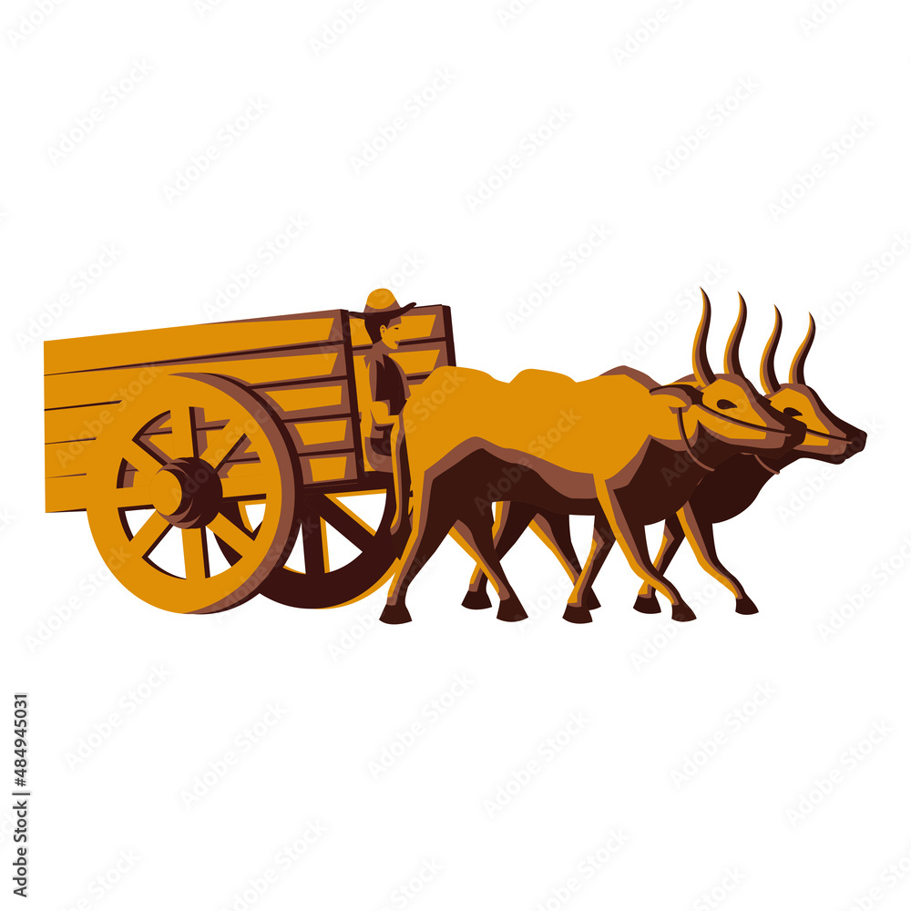 Fototapeta premium clip art of cow cart with cartoon design