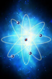 illustration of atom with electrons and protons around the nucleus