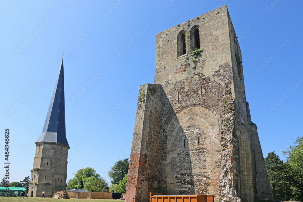 Carree tower of St Winnoc Abbey in Bergues, France	