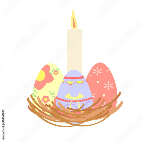 easter nest with candle