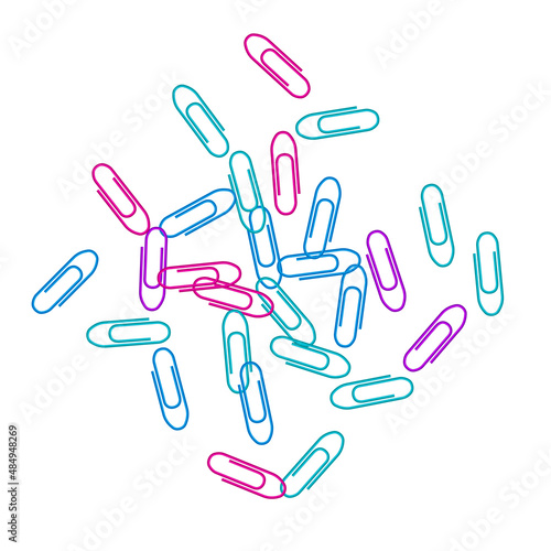 Stationary paperclips isolated on white background