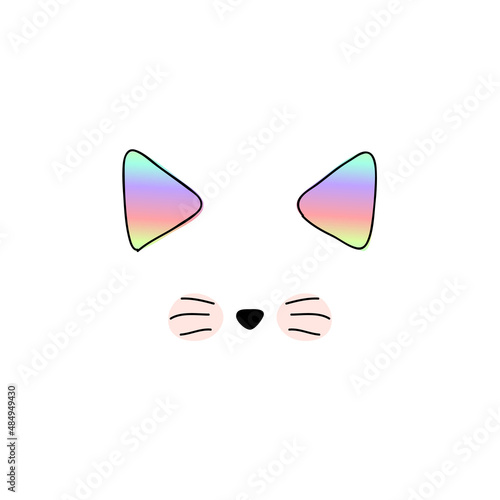 Cats mask for social media, social network, isolated cute doodle. Cat sketch character handmade to Print T-shirts. kids animals. Funny stylish muzzle isolated Pets. vector illustration