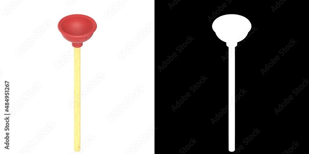 3D rendering illustration of a sink plunger 3D rendering illustration of a sink plunger