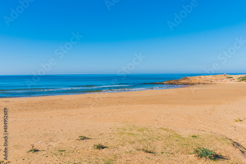 View of Cava d'Aliga Beach, Scicli, Ragusa, Sicily, Italy, Europe