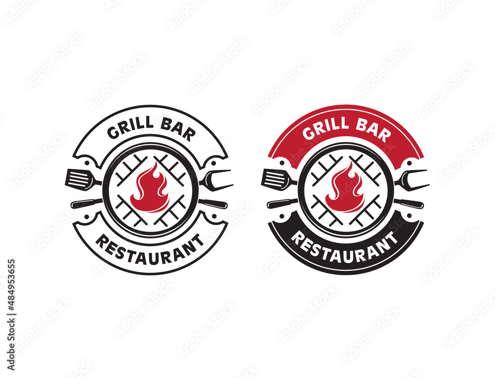 Hot Grill Logo Templates. Restaurant, food concept, hand drawn elements. Vector. Hot Grill Logo Templates. Restaurant, food concept, hand drawn elements. Vector.
