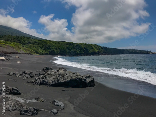 the volcanic beach at Izu Oshima, Tokyo, Japan photo