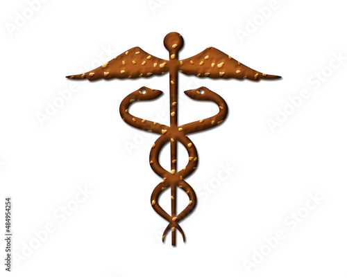 Caduceus Pharmacy symbol Cookies chocolate icon logo illustration