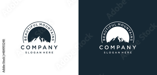 minimalist mountain logo design template