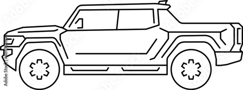 electric car illustration lines, ev suv, electric truck