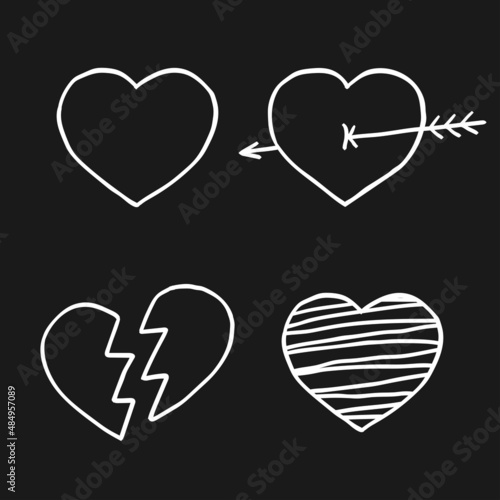 Sketch drawings hearts. Hand drawn. Vector Illustration
