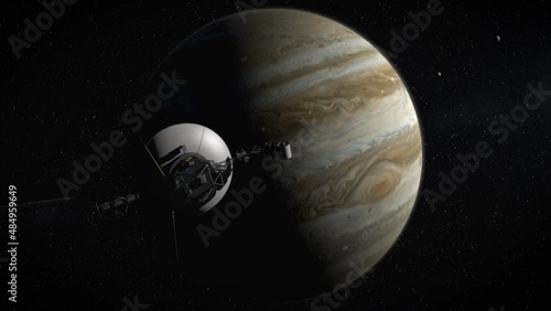 Voyager Spacecraft leaving Jupiter. Accurately modeled from original schematic diagrams.