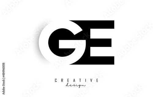 GE letters Logo with negative space design. Letter with geometric typography.