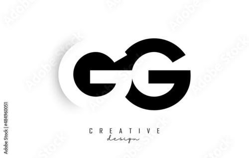 Gg letters Logo with negative space design. Letter with geometric typography.