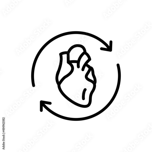 Heart transplant line icon. Isolated vector element.