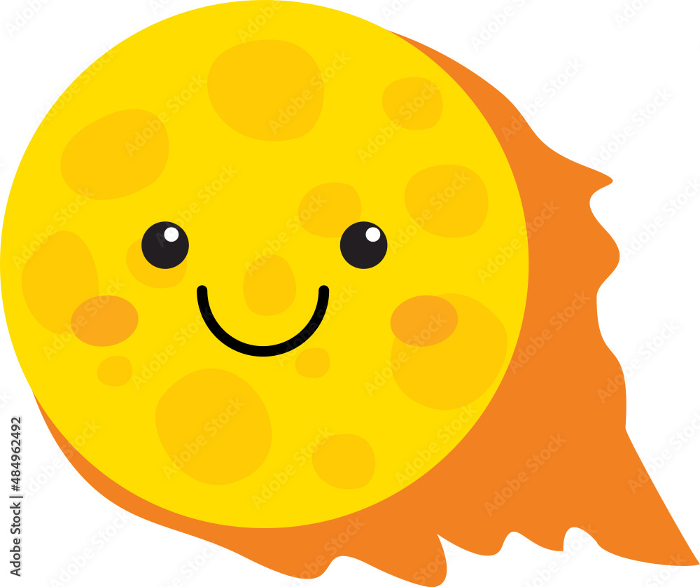 Fototapeta premium Shooting star with kawaii happy face