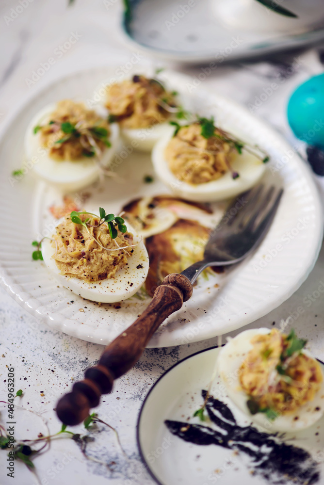 Easter Deviled eggs..style rustic
