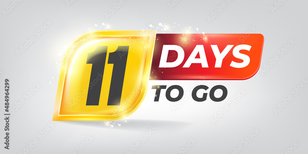 Eleven days to go countdown horizontal banner design template. 11 days