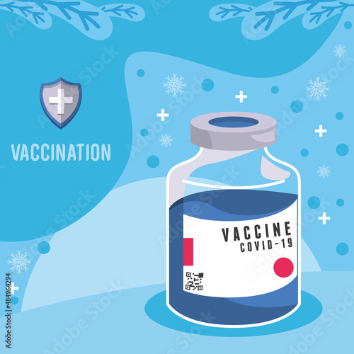 vaccination lettering with vial