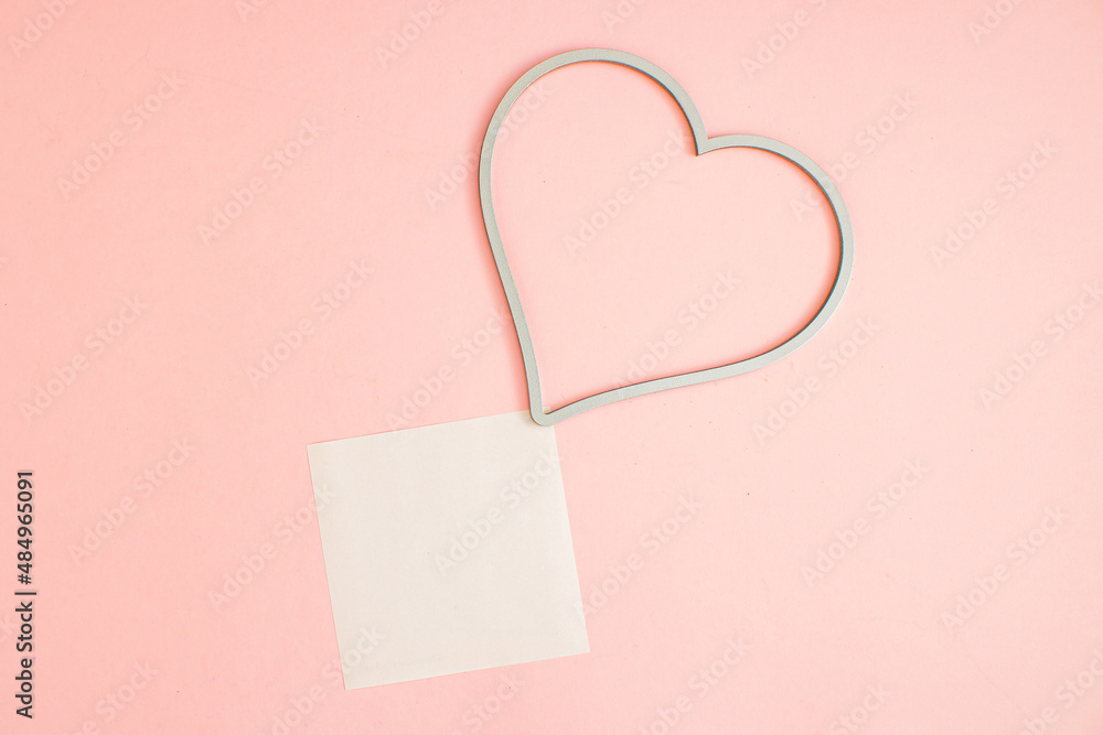 Heart Frame and Square leaflet mock up blank template design idea. Heart frame mockup against pastel pink background. Copy space templates designs for message. 3D illustration layout. Heart Frame and Square leaflet mock up blank template design idea. Heart frame mockup against pastel pink background. Copy space templates designs for message. 3D illustration layout.