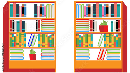 Vector illustration of bookshelf. Vector shelf with books.bookshelf with books.books on shelf.Flat Design Bookshelf Graphic Vector Illustration