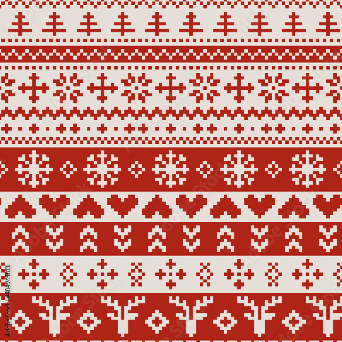 Vector red ugly Christmas jumper seamless pattern background. Ideal for Christmas gifts and decorations. Perfect for fabric, wallpaper, wrapping, scrapbooking and stationery. Surface pattern design. photo