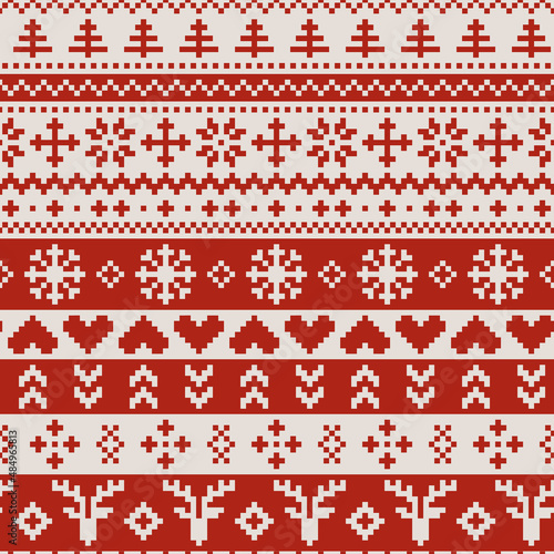 Vector red ugly Christmas jumper seamless pattern background. Ideal for Christmas gifts and decorations. Perfect for fabric, wallpaper, wrapping, scrapbooking and stationery. Surface pattern design.