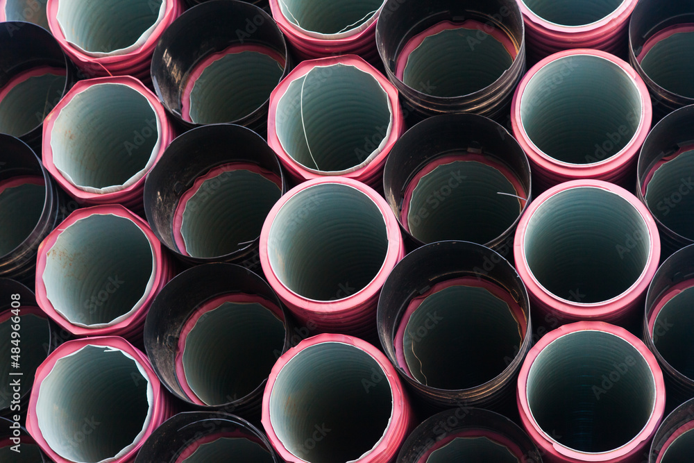 The ends of the plastic pipes. A bundle of plastic pipes end view. The ends of the plastic pipes. A bundle of plastic pipes end view.