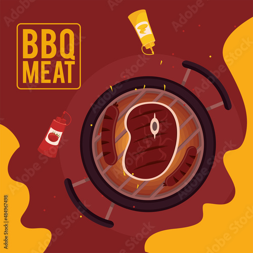 bbq meat lettering with sauces
