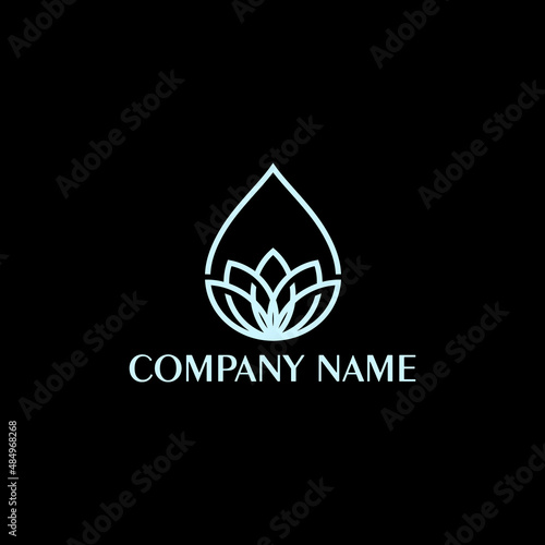 Lotus Logo Flower Water Drop spa logo design