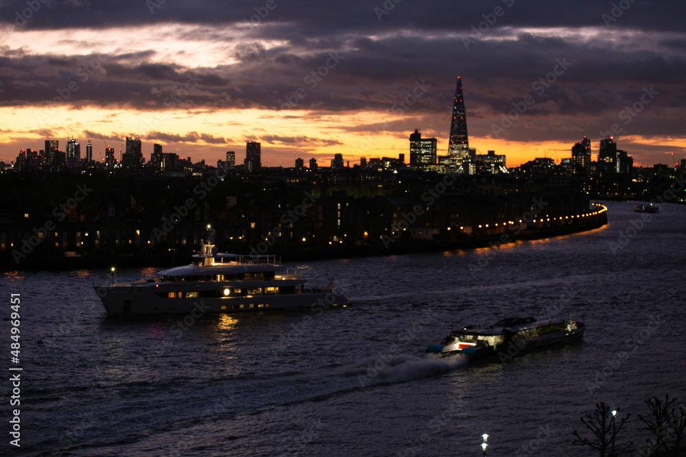 Fototapeta premium tanker at sunset