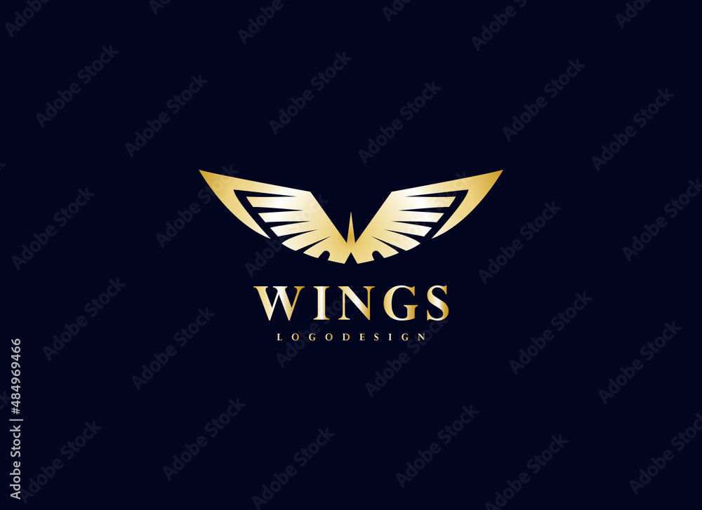 Initial Letter W with Wings Logo. Gold Wings Icon with Letter W Isolated on Blue Dark Background. Usable for Business, Branding, Animals and Community Logo. Flat Design Vector Template Element Initial Letter W with Wings Logo. Gold Wings Icon with Letter W Isolated on Blue Dark Background. Usable for Business, Branding, Animals and Community Logo. Flat Design Vector Template Element