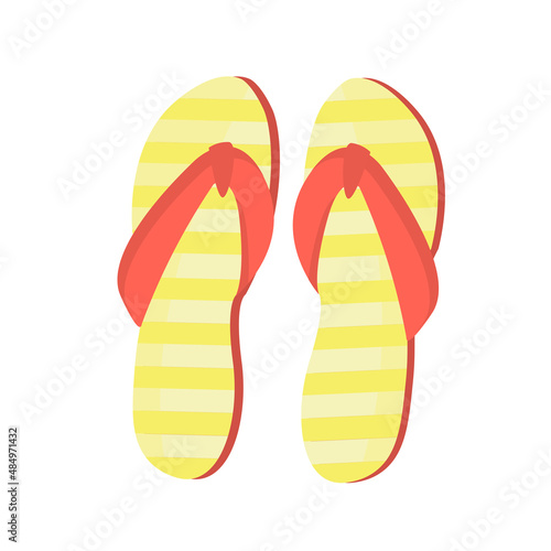 Beach slippers isolated on white background. Vector illustration