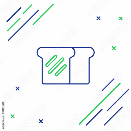 Line Bread toast for sandwich piece of roasted crouton icon isolated on white background. Lunch, dinner, breakfast snack. Colorful outline concept. Vector