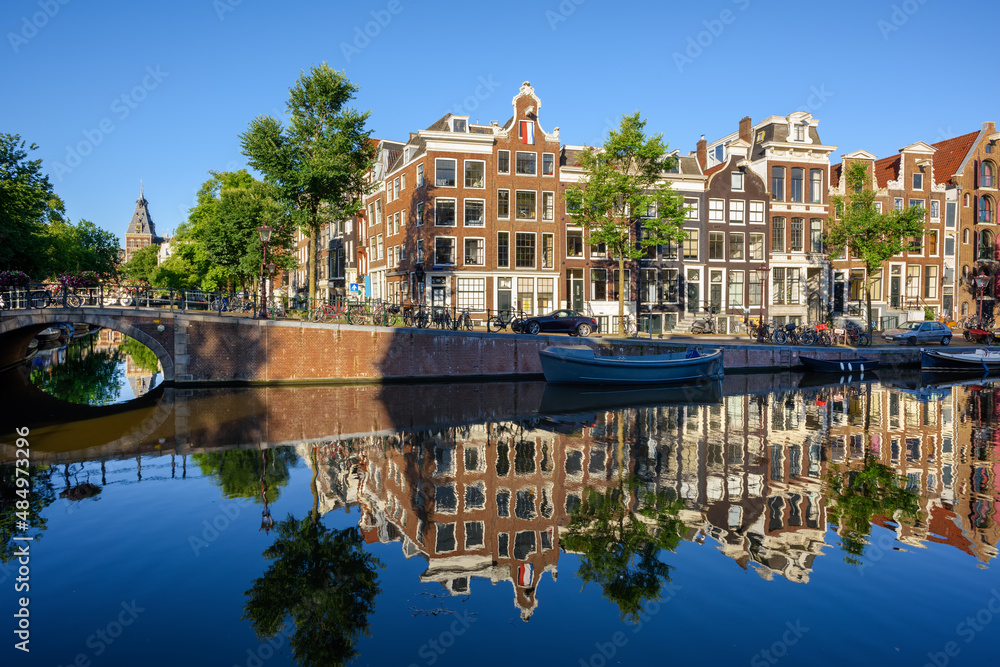Prinsengracht canal in Amsterdam city, Netherlands