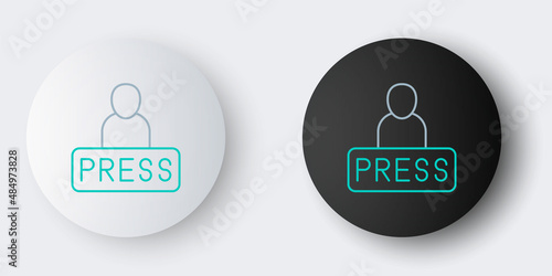 Line Journalist news reporter icon isolated on grey background. Colorful outline concept. Vector