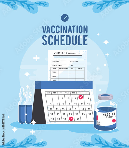 vaccination schedule lettering and calendar