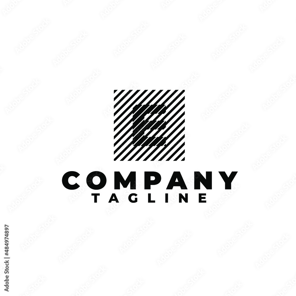 Obraz premium Dual tone E rectangle box logo design template. Letter E initial logo