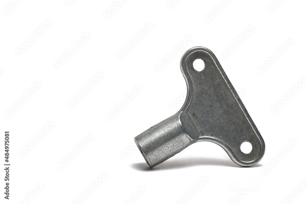 Closeup side view square key white background Closeup side view square key white background