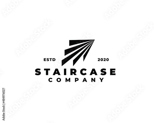 stair case light logo design template. Silhouette of stairs step logo design