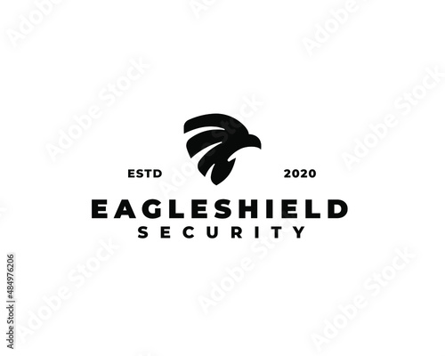 Eagle head shield logo design. Eagle head silhouette. Security logo