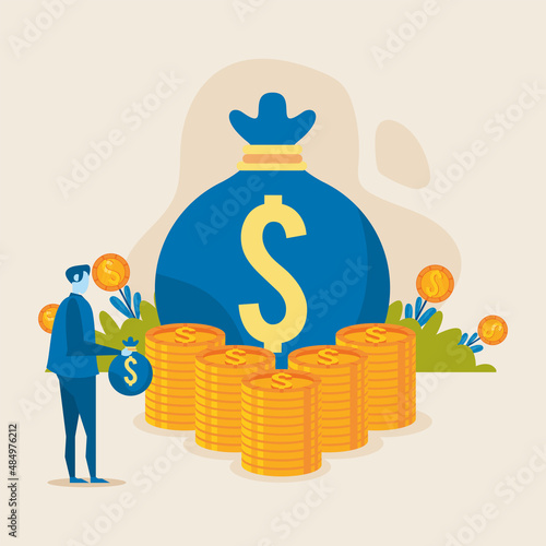 businessman and dollars sack
