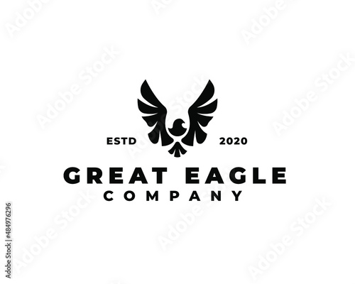 Great eagle spreading it wings. Flying eagle silhouette logo