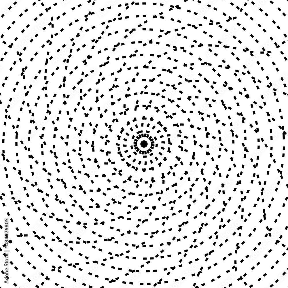 Obraz premium Black twisted circle dotted line radar on the white background. Vector illustration.