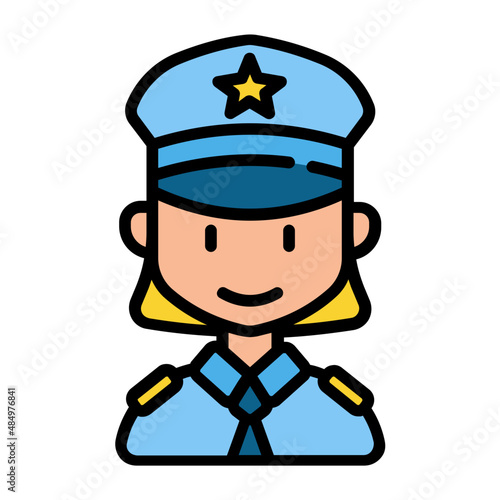 police woman Color line icon