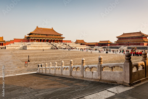 The enchanting Forbidden City in Beijing in the morning sunlight. Beijing, China