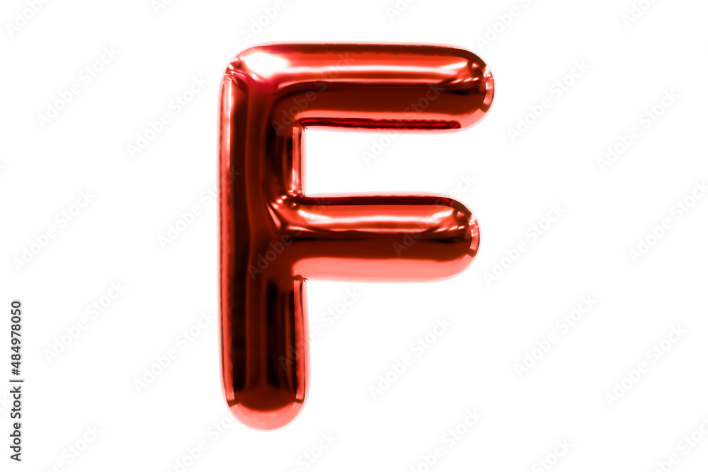 Balloon font metellic red letter F made of realistic helium balloon, Premium 3d illustration. Balloon font metellic red letter F made of realistic helium balloon, Premium 3d illustration.