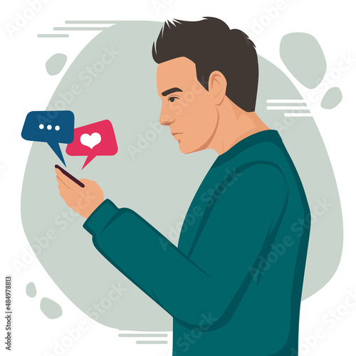 Online Dating Concept Vector Illustration. Flat Modern Design for Web Page, Banner, Presentation etc
