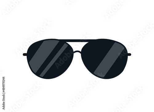 Policeman's black sunglasses. Vector illustration of a siren in a cartoon childish style. Isolated funny clipart. cute print.