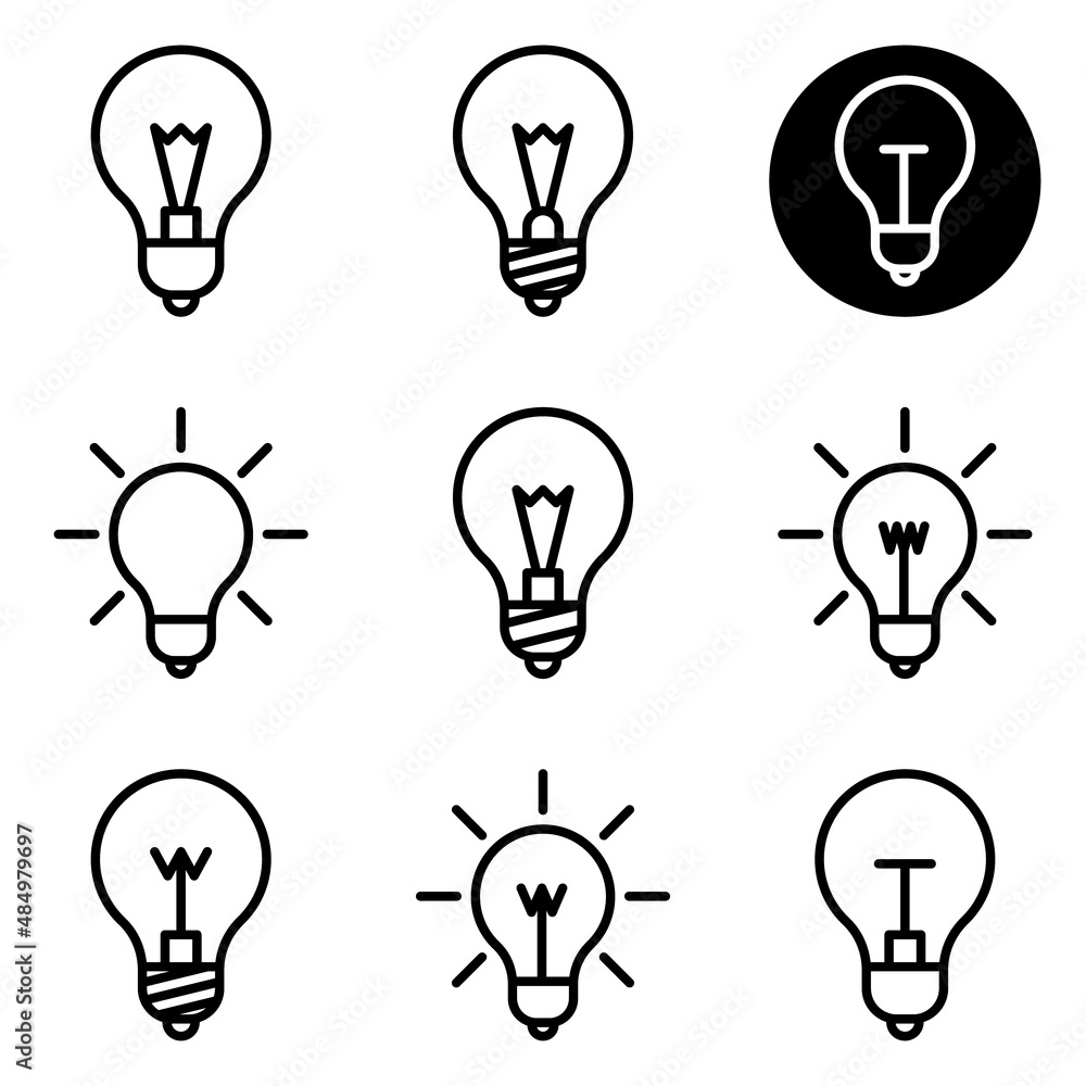Lightbulbs Flat Icon Set Isolated On White Background Lightbulbs Flat Icon Set Isolated On White Background